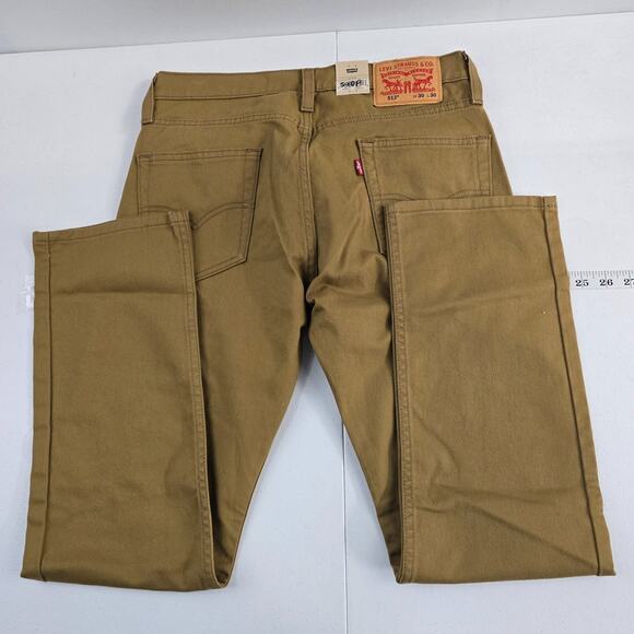 NWT Levi's 513 slim straight‎ jeans 30x30 brown tan mens stretch 6874 - Picture 2 of 10
